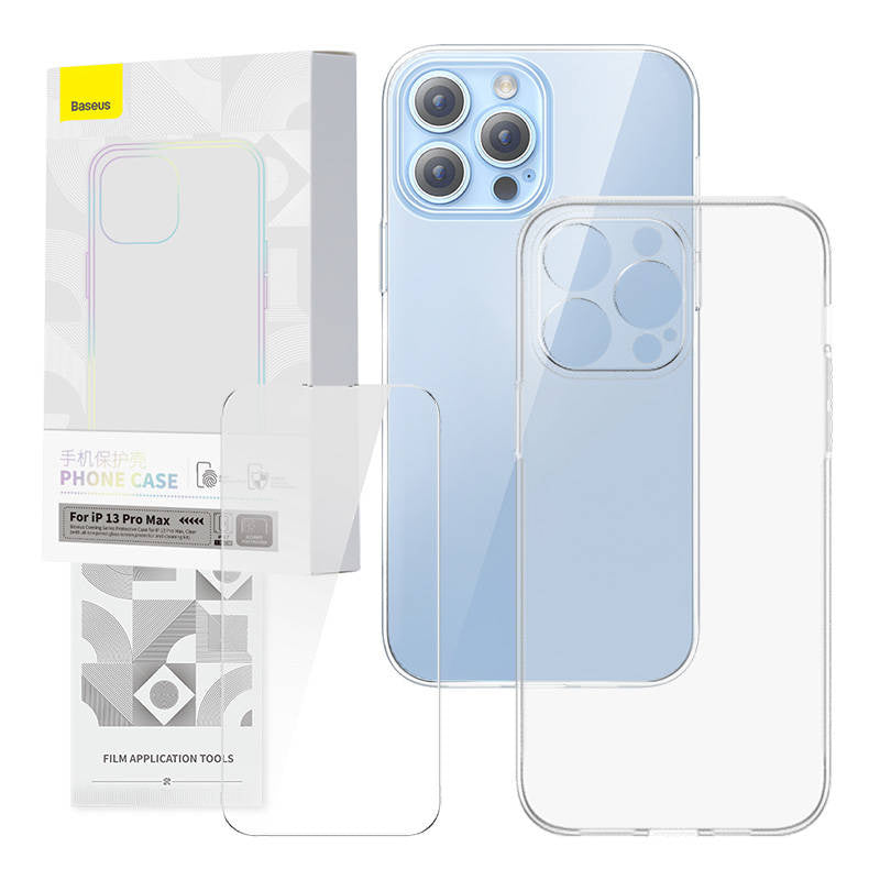 Gennemsigtigt æske og hærdet glas sæt Baseus Corning til iPhone 13 Pro Max