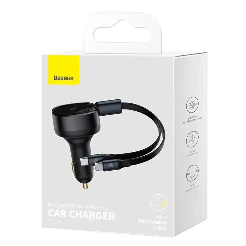 Biloplader Baseus Enjoyment med kabel USB-C, 33W (sort)