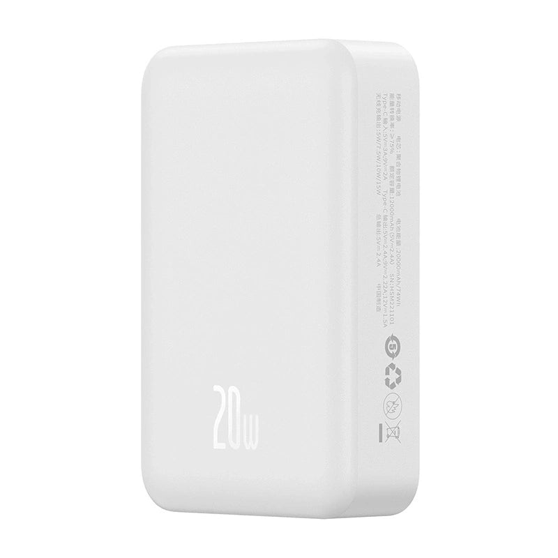 Powerbank Baseus Magnetic Mini 20000mAh, USB-C 20W MagSafe (hvid)