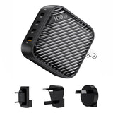 INVZI GanHub 3x USB-C + USB vægoplader, 100W, EU/UK/AU/US (sort)