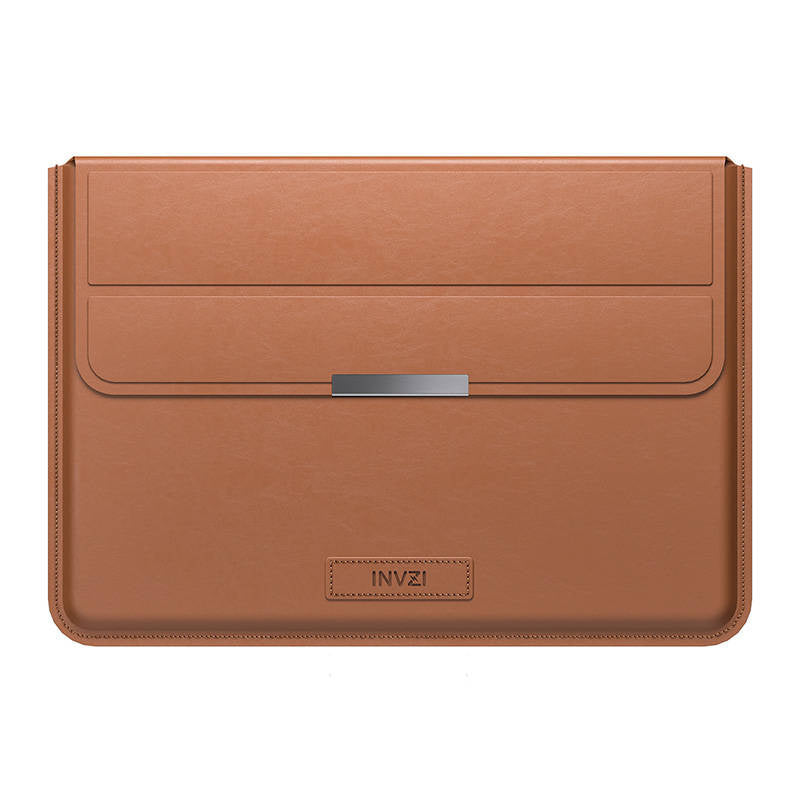 INVZI læderkasse/omslag med standfunktion til MacBook Pro/Air 15"/16" (brun)