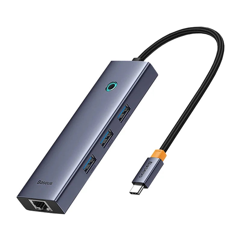 4in1 Hub Baseus UltraJoy USB-C gør 3x USB 3.0 + RJ45 (rumgrå)