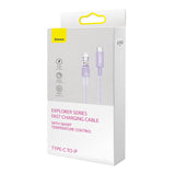 Hurtig opladning kabel Baseus USB-C til Lightning Explorer Series 1m, 20W (lila)