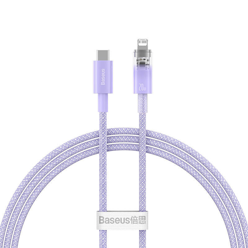 Hurtig opladning kabel Baseus USB-C til Lightning Explorer Series 1m, 20W (lila)