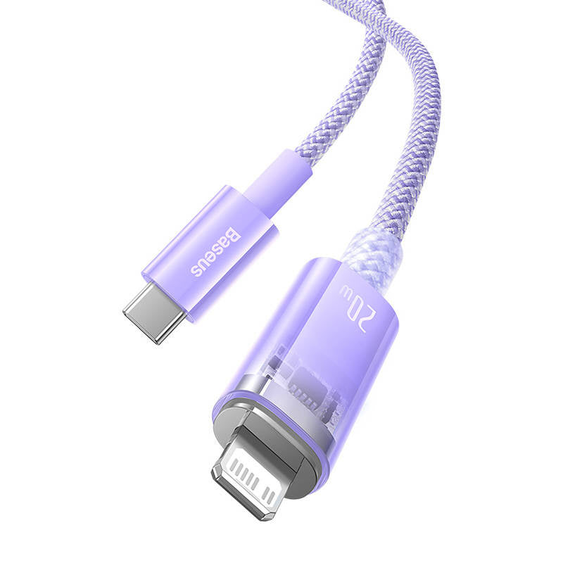 Hurtig opladning kabel Baseus USB-C til Lightning Explorer Series 1m, 20W (lila)