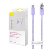Hurtig opladning kabel Baseus USB-C til Lightning Explorer Series 1m, 20W (lila)