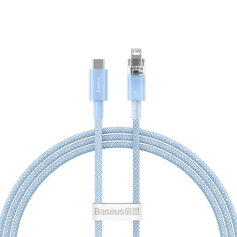 Hurtig opladning kabel Baseus USB-C til Lightning Explorer Series 1m, 20W (blå)