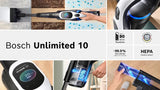 Bosch BCS1041WAC stav støvsuger & elektrisk kost Stick vakuum Batteri Dry HEPA Poseløs 0,4 L 23,5 W Sort, Hvid 4 At