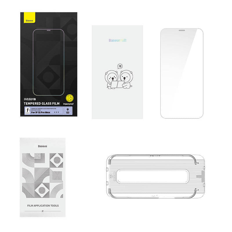 Hærdet glas Baseus 0,4 mm Iphone 12 Pro MAX + rengøring kit