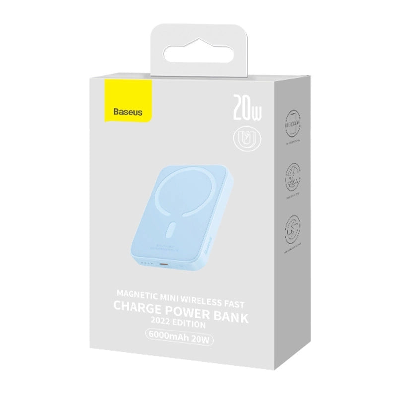 Powerbank Baseus Magnetic Mini 6000mAh, USB-C 20W MagSafe (blå)