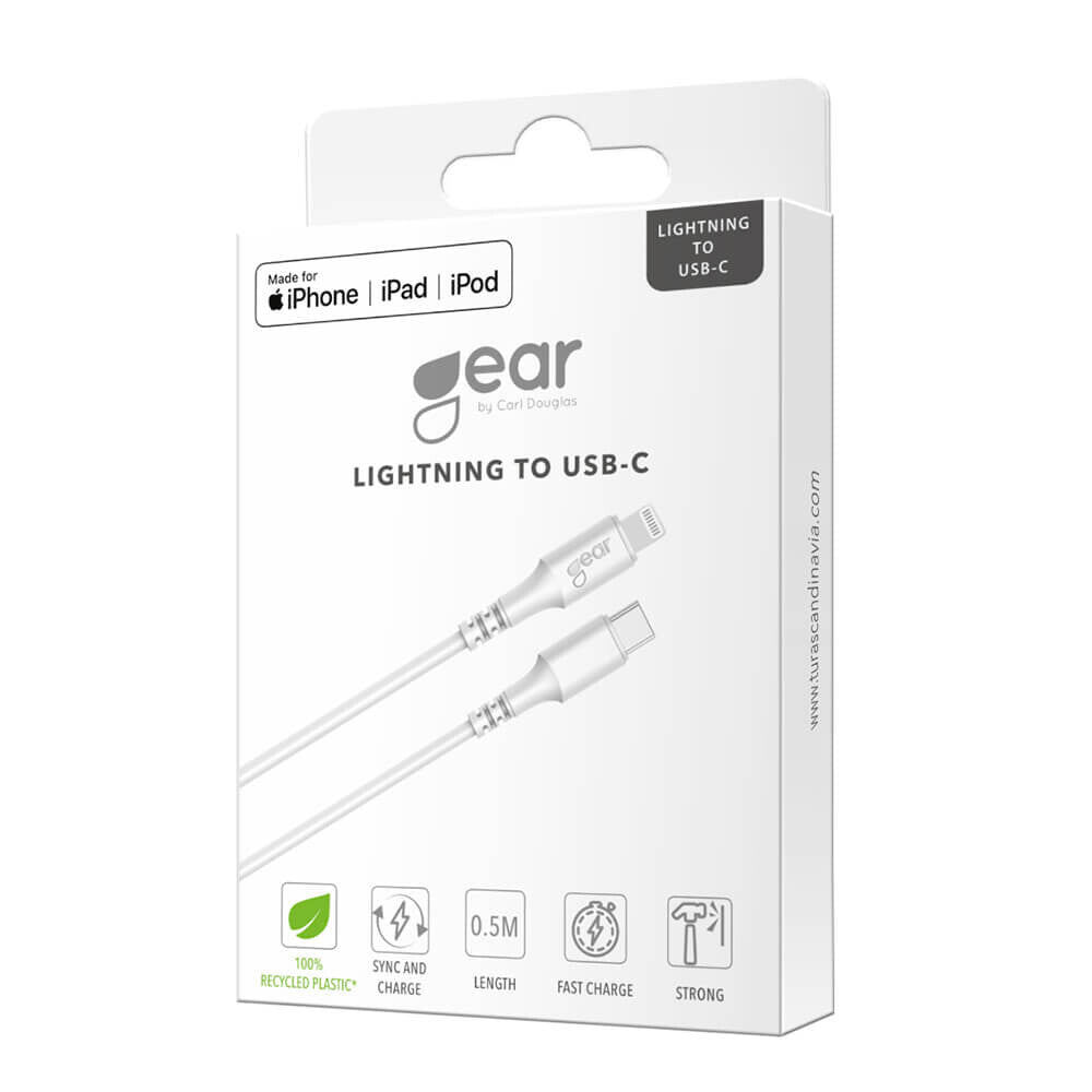 Gear Ladekabel USB-C - Lightning 0.5m Hvid MFI C94