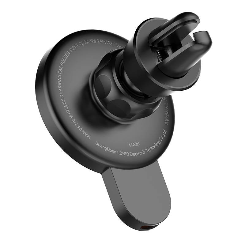 LDNIO Car Mount, MA20 med induktiv oplader 15W og metalring (sort)