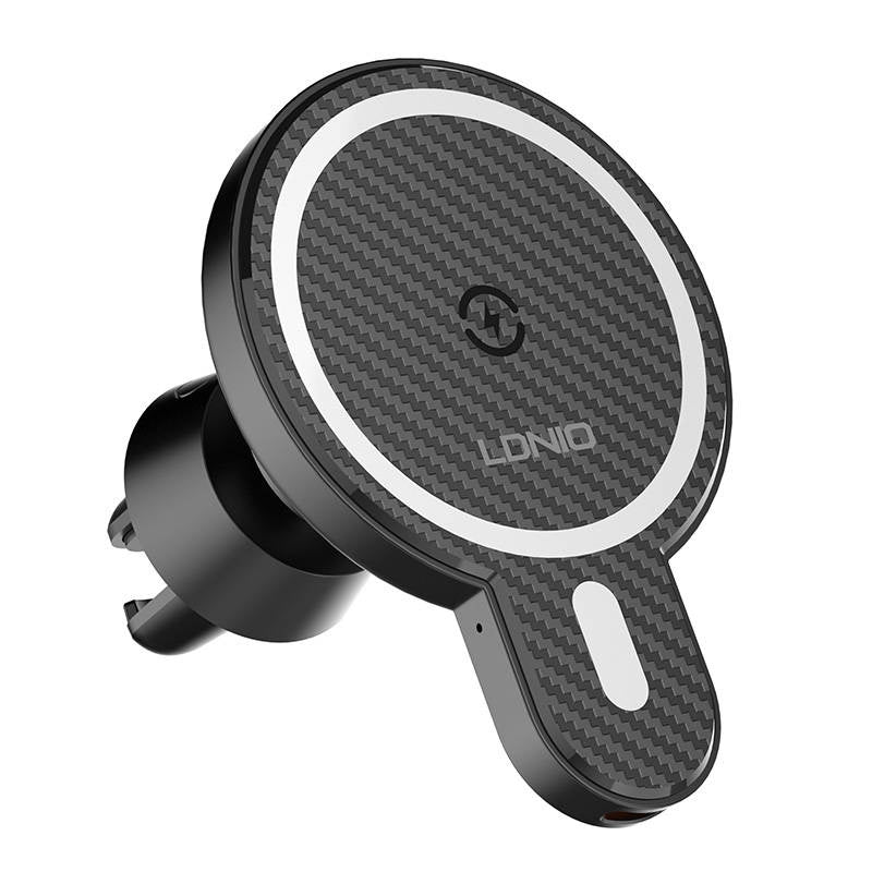 LDNIO Car Mount, MA20 med induktiv oplader 15W og metalring (sort)