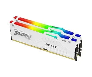 Kingston FURY Beast RGB DDR5-6000 - 64GB - CL30 - Dual Channel (2 pcs) - AMD EXPO & Intel XMP - Hvid med RGB