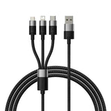 Hurtig opladning USB til M+L+C Baseus StarSpeed 3,5A 0,6m (Sort)