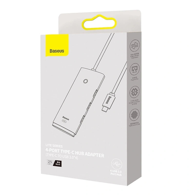 HUB Adapter 4-Port USB-C Baseus OS-Lite 25cm (Sort)