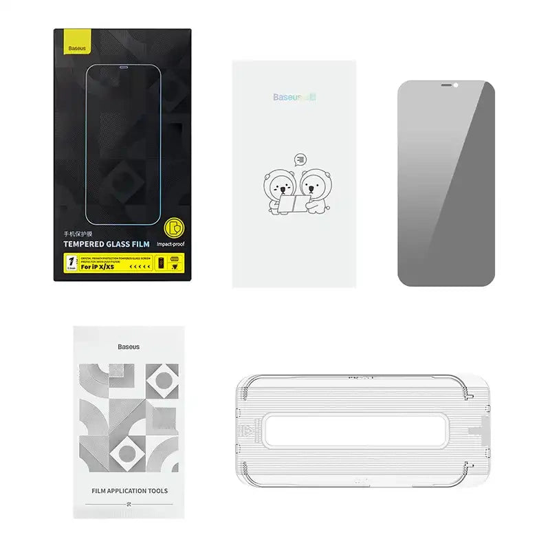 Baseus Crystal Privacy Protection hærdet glas 0,3 mm til iPhone X/XS
