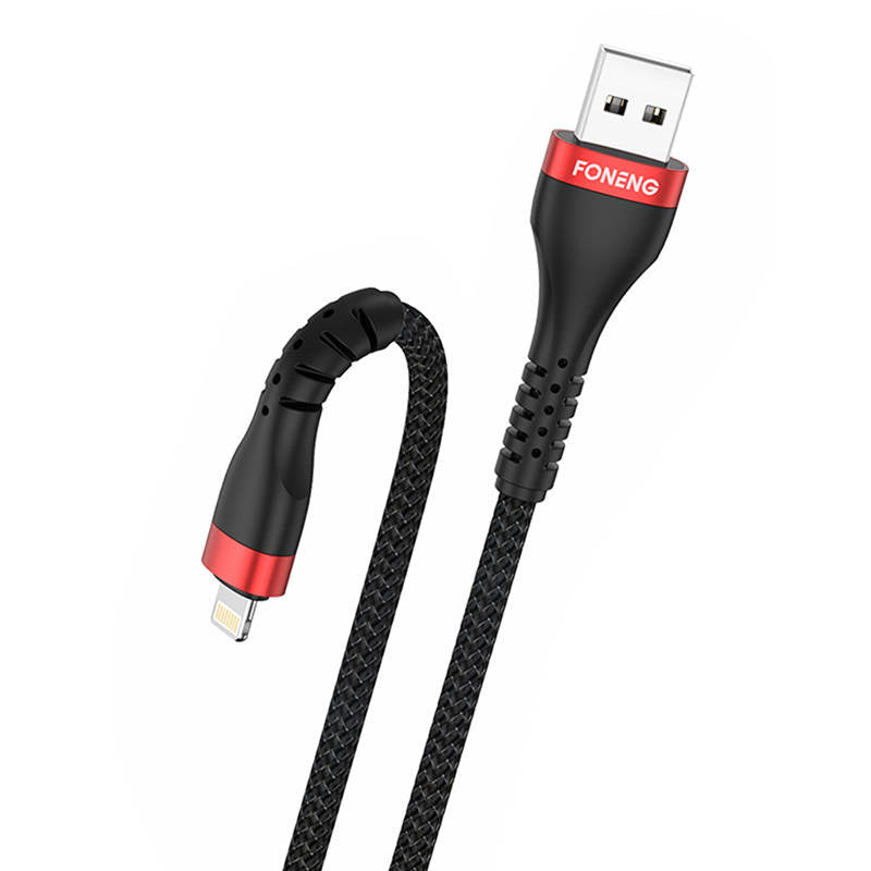 Foneng kabel USB til Lightning, X82 iPhone 3A, 1m (sort)