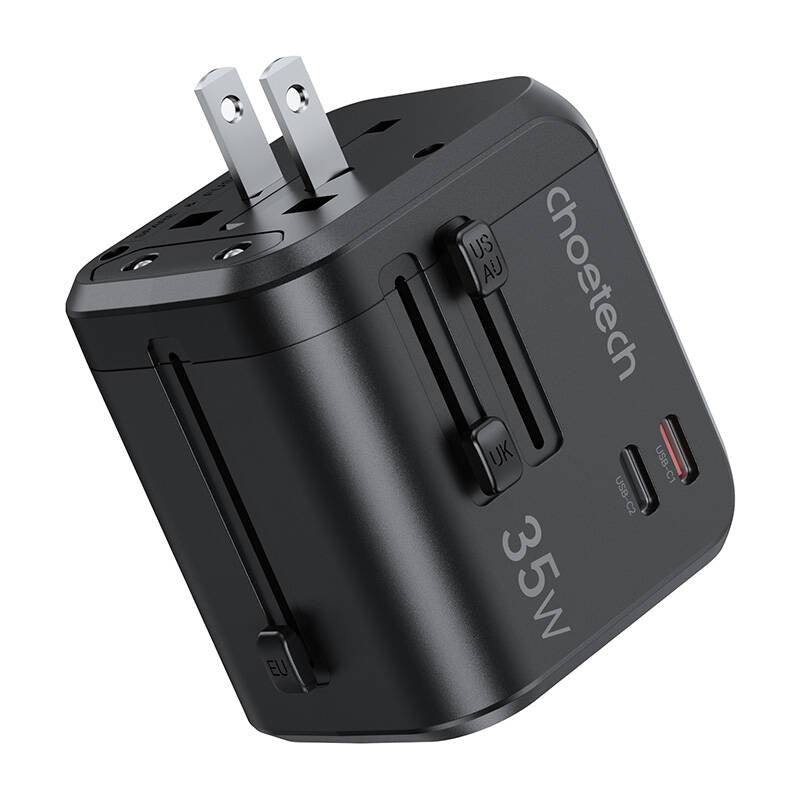 Choetech PD5008 rejseoplader, 3xUSB-A, 2xUSB-C, GaN, 35W, US/EU/UK/AU (sort)