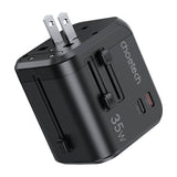 Choetech PD5008 rejseoplader, 3xUSB-A, 2xUSB-C, GaN, 35W, US/EU/UK/AU (sort)