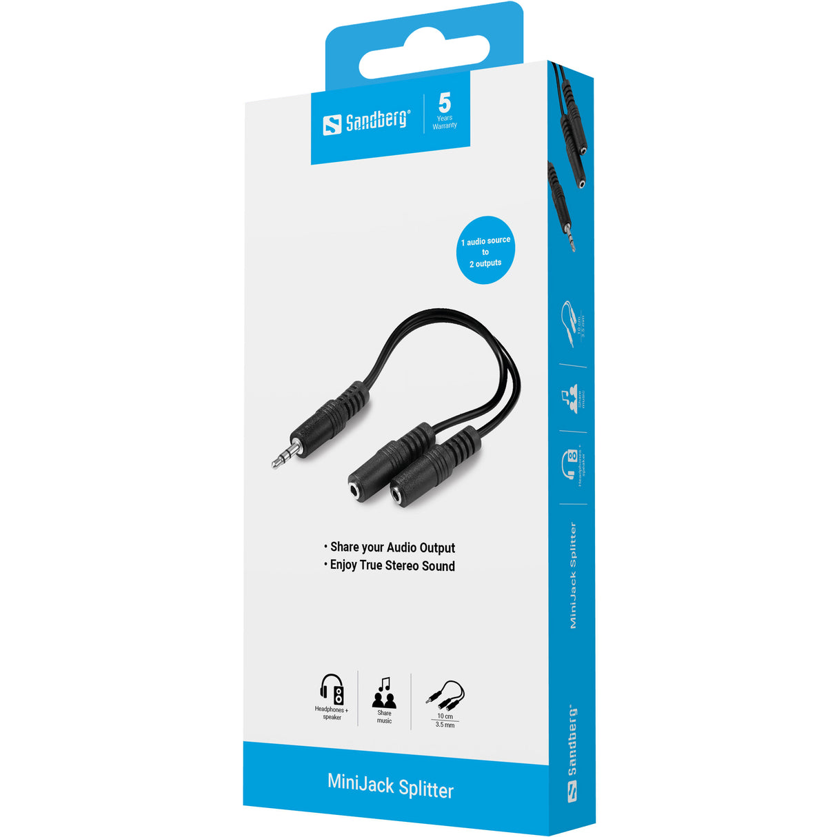 MiniJack Splitter 1-2, Black