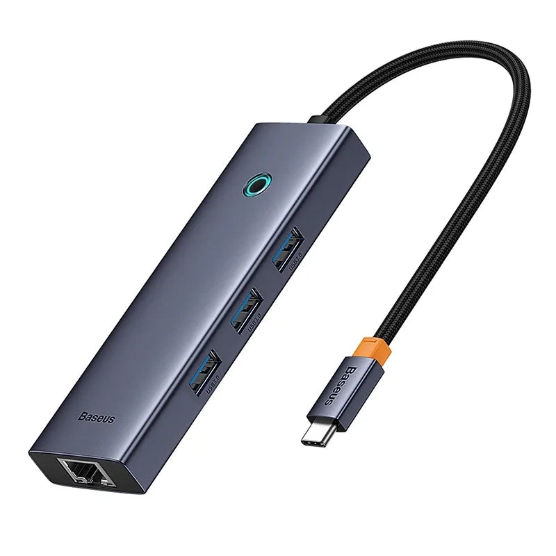 6in1 Hub Baseus UltraJoy USB-C til HDMI4K@30Hz1+3xUSB 3.0+PD+RJ45 (rumgrå)