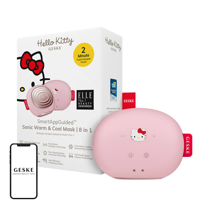 Sonic Facial Massager Warm & Cool 8in1 Geske med APP (Hello Kitty pink)
