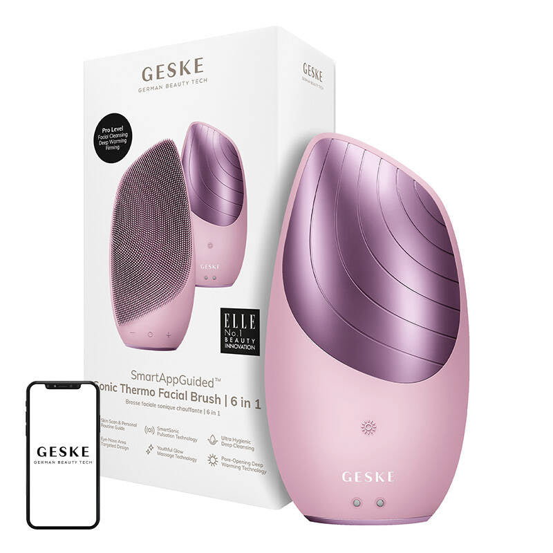 Sonic Thermo Ansigtsbørste 6 i 1 Geske med APP (rosa)