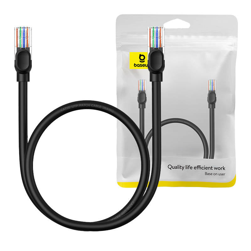 Baseus Ethernet CAT5, 0,5 m netværkskabel (sort)
