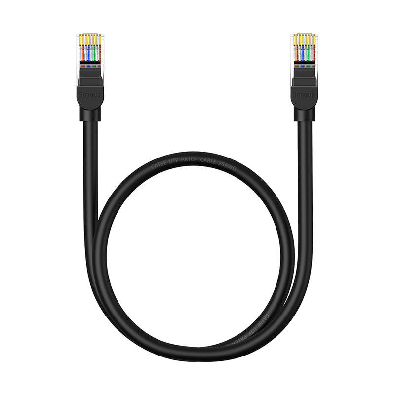 Baseus Ethernet CAT5, 0,5 m netværkskabel (sort)