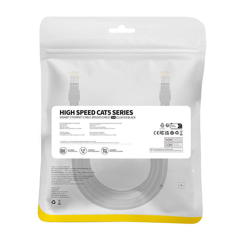 Baseus Ethernet CAT5, 5m netværkskabel (sort)