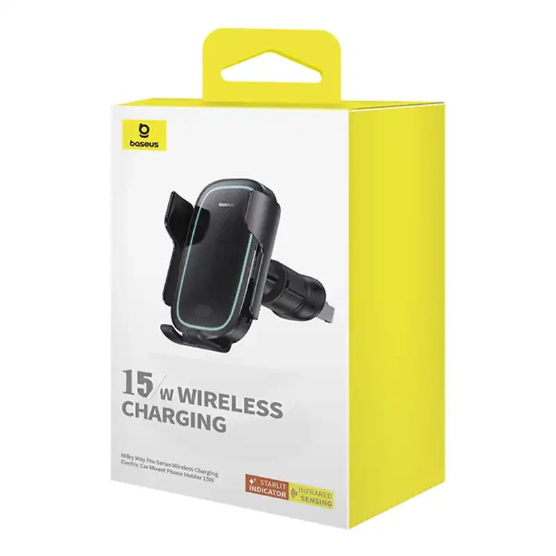 Trådløs opladning Bil Mount Baseus MilkyWay Pro 15W (sort)