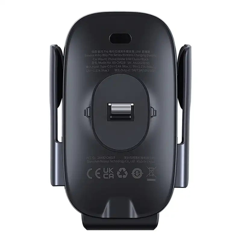 Trådløs opladning Bil Mount Baseus MilkyWay Pro 15W (sort)