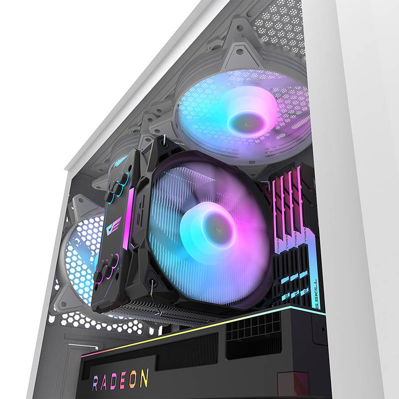 Darkflash DK352 Plus computerkasse (sort og hvid) + 4 ARGB-ventilatorer