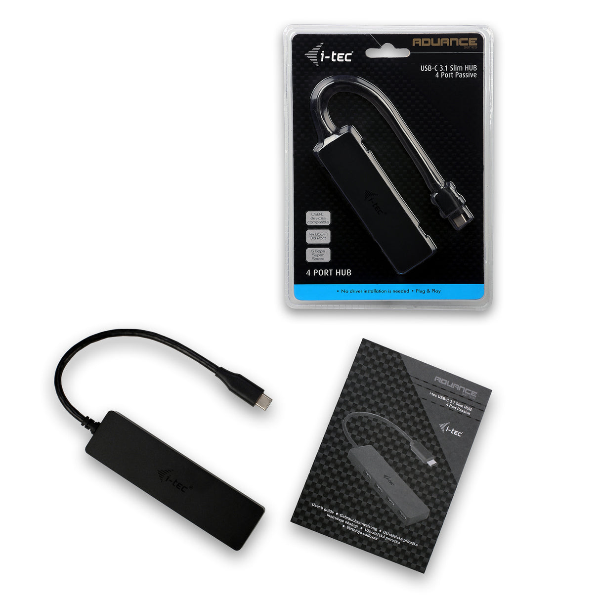 i-tec Advance C31HUB404 interface hub USB 3.2 Gen 2 (3.1 Gen 2) Type-C 5000 Mbit/s Sort