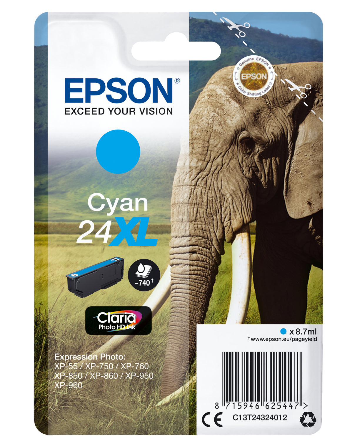 Epson Elephant C13T24324012 blækpatron 1 stk Original Højt (XL) udbytte Blå