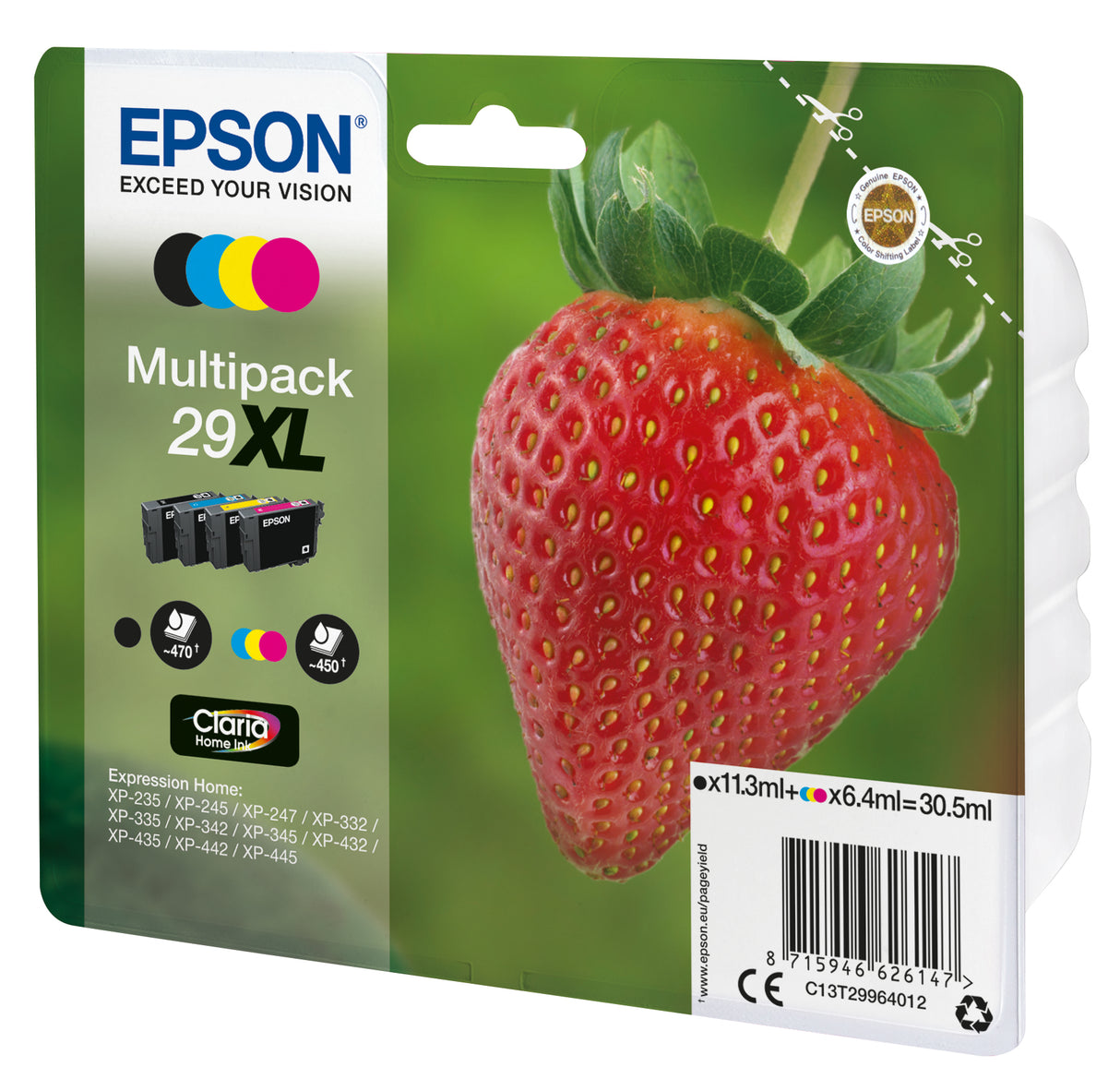 Epson Strawberry C13T29964022 blækpatron 1 stk Original Sort, Blå, Magenta, Gul