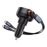 Biloplader Baseus Enjoyment USB-C med USB-C-kabel og Lightning 60W (sort)