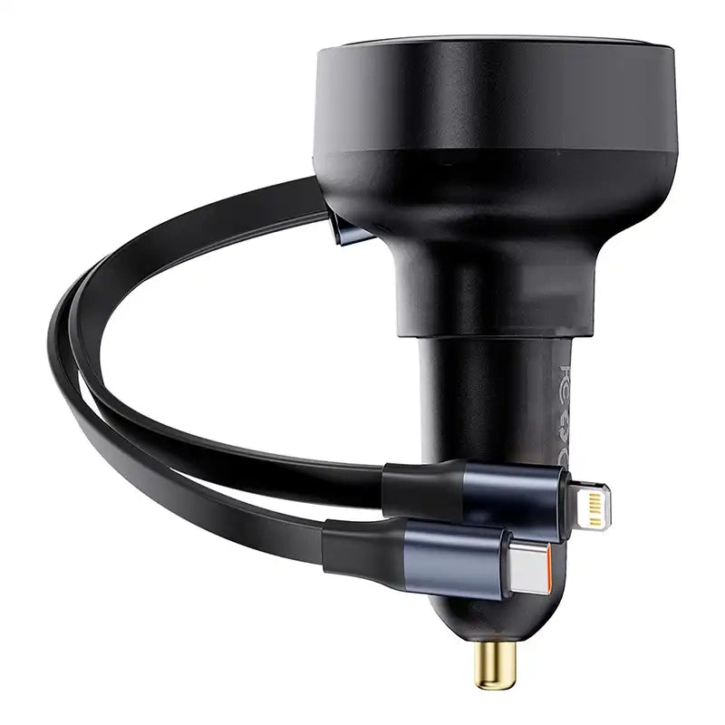 Biloplader Baseus Enjoyment USB med USB-C-kabel og Lightning 60W (sort)