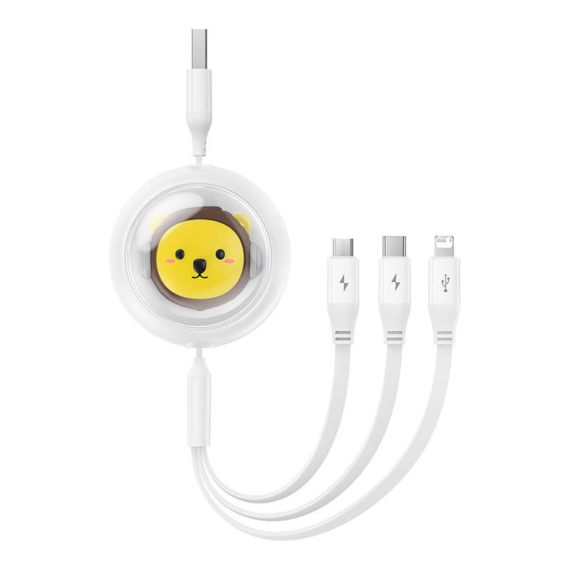 Opladningskabel 3w1 Baseus USB til USB-C, USB-M, Lightning 3,5A, 1,1m (hvid)