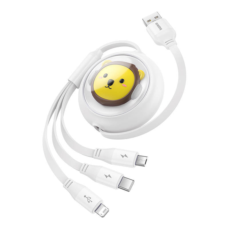 Opladningskabel 3w1 Baseus USB til USB-C, USB-M, Lightning 3,5A, 1,1m (hvid)