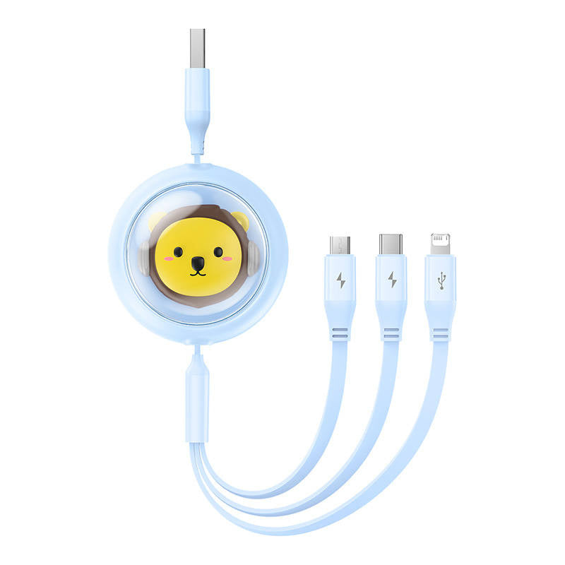Opladningskabel 3w1 Baseus USB til USB-C, USB-M, Lightning 3,5A, 1,1m (blå)