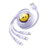 Opladningskabel 3w1 Baseus USB til USB-C, USB-M, Lightning 3,5A, 1,1m (lila)