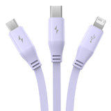 Opladningskabel 3w1 Baseus USB til USB-C, USB-M, Lightning 3,5A, 1,1m (lila)