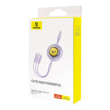 Opladningskabel 3w1 Baseus USB til USB-C, USB-M, Lightning 3,5A, 1,1m (lila)