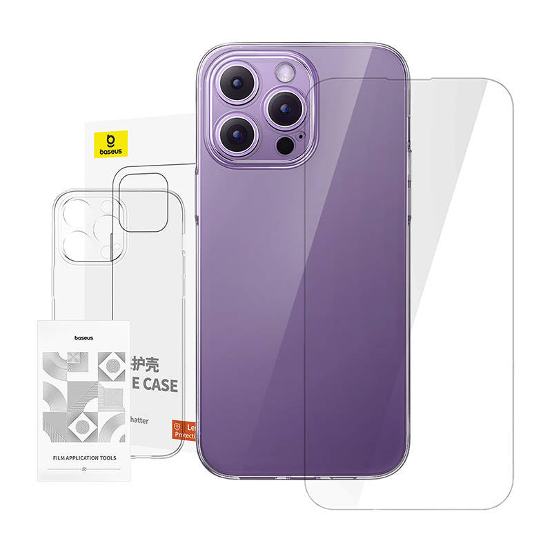 Helt klar Case Baseus iPhone 14 Pro Max+ hærdet glas