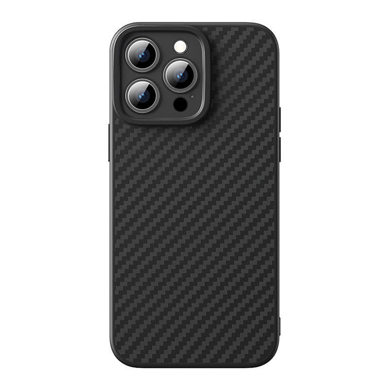 Caseus Baseus Syntetisk Fiber iPhone 15 Pro + hærdet glas