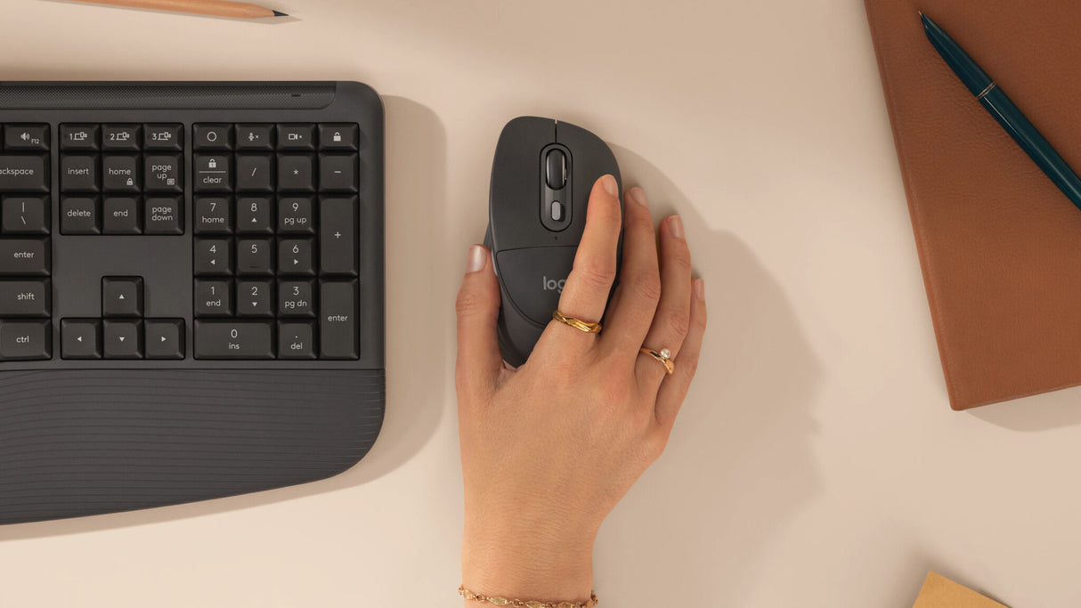 Logitech Signature Comfort Plus Combo MK880 tastatur Mus inkluderet Universel RF trådløs + Bluetooth QWERTY Dansk, Norsk, Svensk, Finsk Grafit