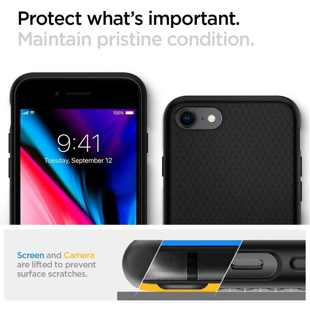 Spigen Liquid Air Case til iPhone 7 / 8 / SE 2020 / SE 2022 - sort