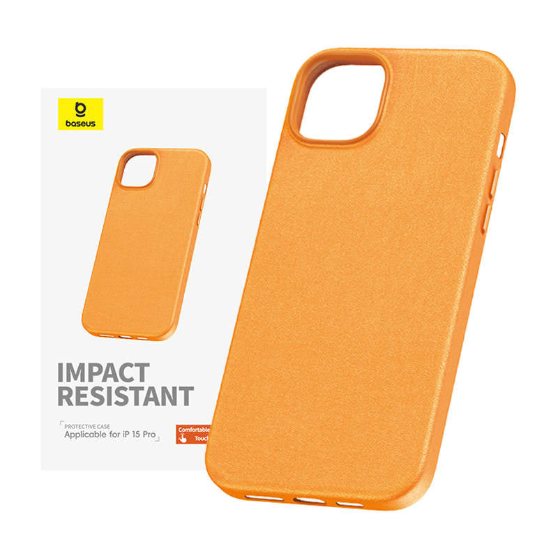 Telefonfoder til iPhone 15 ProMax Baseus Fauxther-serien (Orange)